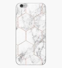 Rose gold and marble honeycomb iPhone Case
