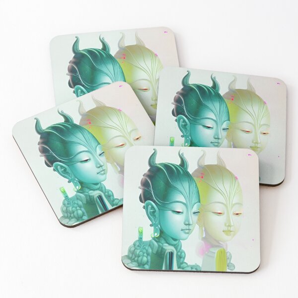 Item preview, Original Chinese Buddha Concept Art Digital Illustration Fantasy Portrait Asian Beauty Abstract Mystical Authentic Korean Japanese Traditional Ink Painting Face Mask Hanya Tattoo Character Design designed and sold by S Y N T H R E A L M.