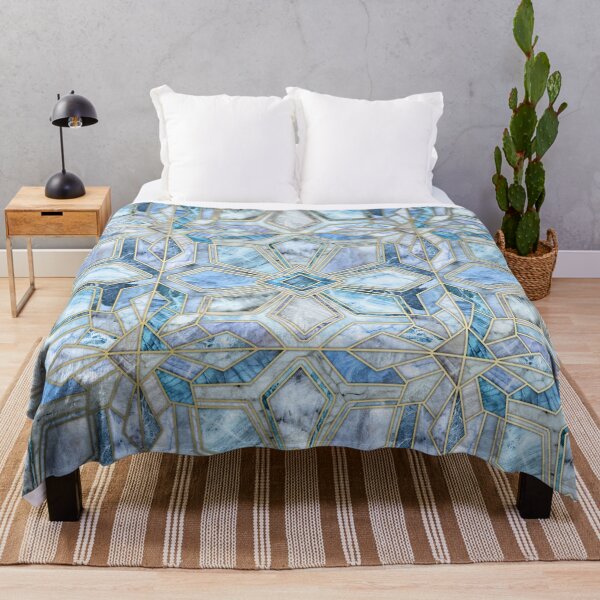 Item preview, Geometric Gilded Stone Tiles in Soft Blues designed and sold by micklyn.
