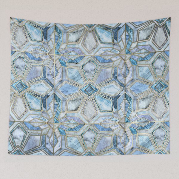 Item preview, Geometric Gilded Stone Tiles in Soft Blues designed and sold by micklyn.