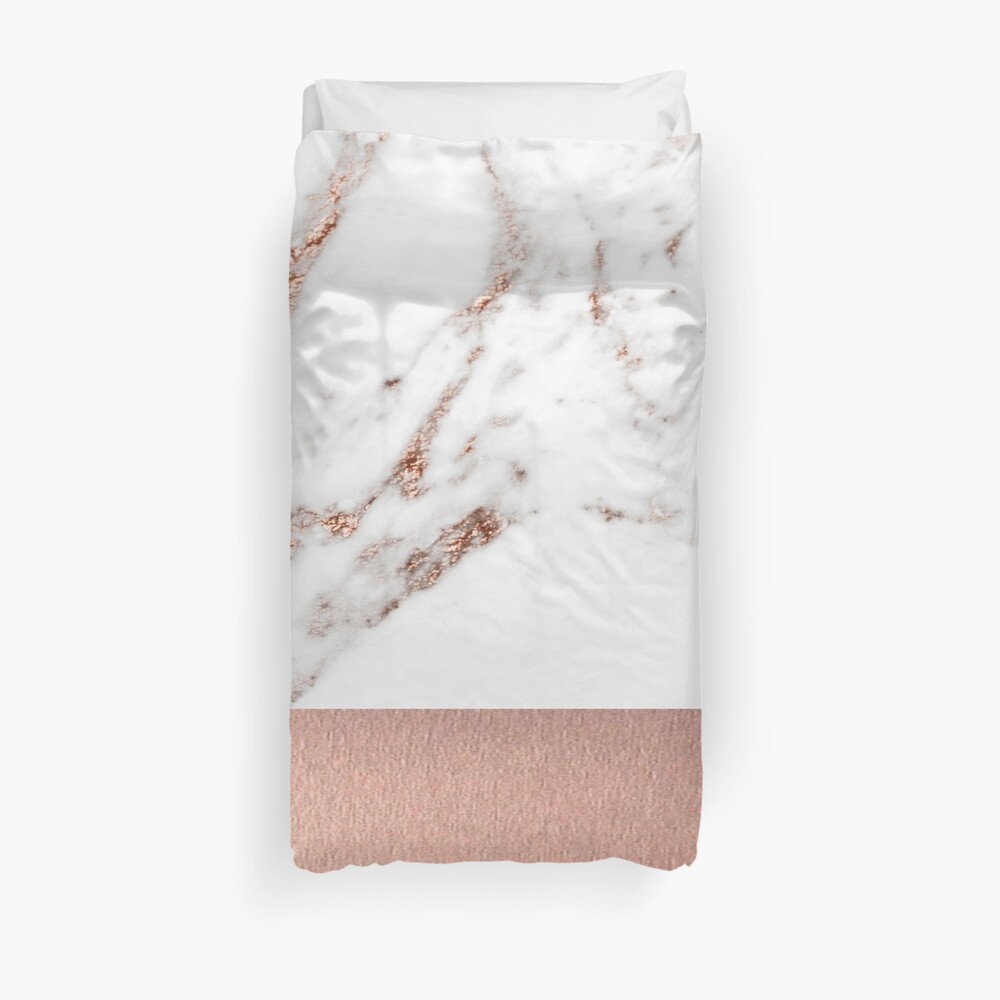 Rose gold marble and foil Duvet Cover