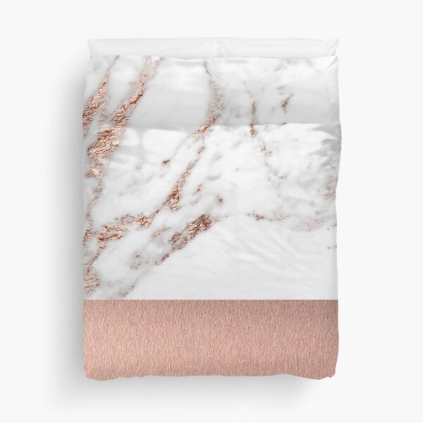 Rose gold marble and foil Duvet Cover