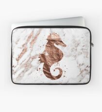 Rose gold marble seahorse Laptop Sleeve