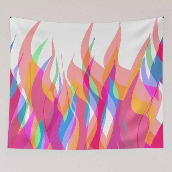 Item preview, Pink, Orange, Green and Blue Multicolor Flames Pattern designed and sold by theprintedclub.