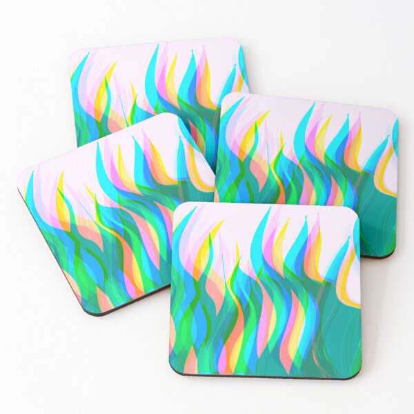 Item preview, Green, Pink, Blue and Yellow Multicolor Flames Pattern designed and sold by theprintedclub.