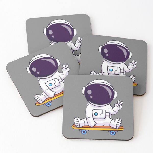 Item preview,   Cute astronaut sitting on a skatebord with a peace sign cartoon designed and sold by BEAUTY ⭐⭐⭐⭐⭐.