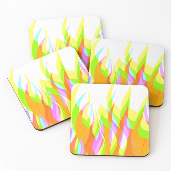 Item preview, Neon Yellow, Green, Pink, Blue Multicolor Flames Pattern designed and sold by theprintedclub.