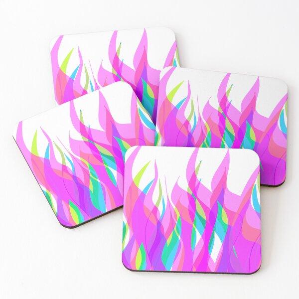 Item preview, Neon Pink, Green, Blue Multicolor Flames Pattern designed and sold by theprintedclub.