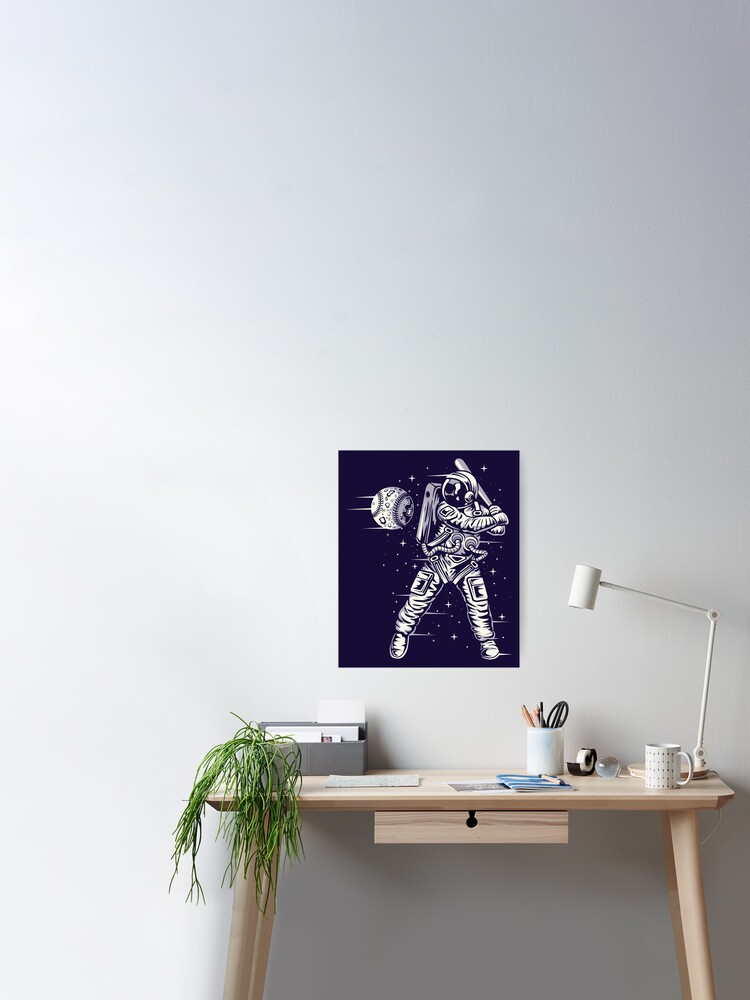 Outer Space Astronaut Plays Baseball With Moon Art Board Print for Sale by  peaktee