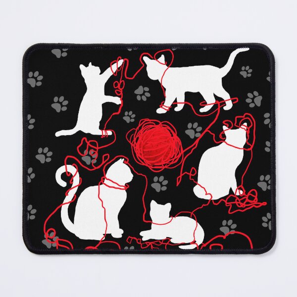 Item preview, white lovely kittens and red wool designed and sold by FVO-italydesign.