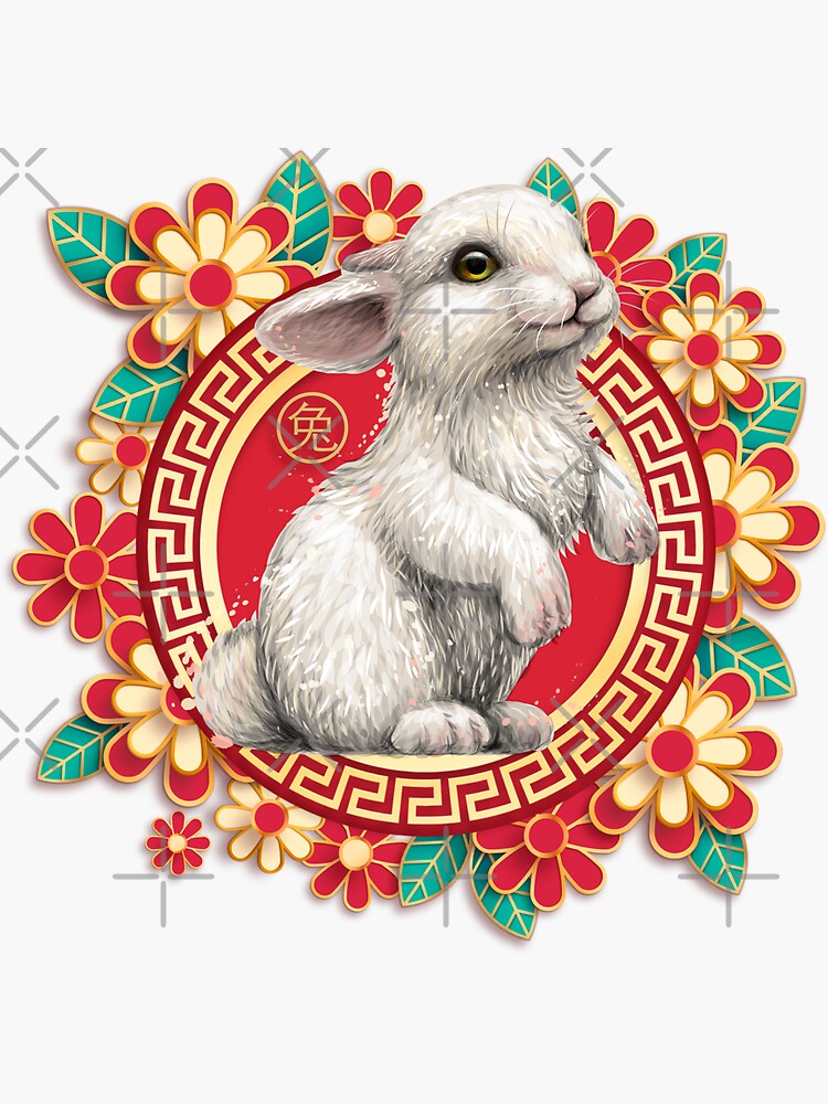 Happy New Year Of The Rabbit Chinese Zodiac Rabbit 2023 Sticker for Sale  by taogiauco