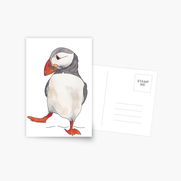 Item preview, Dancing puffin watercolor illustration designed and sold by kittyvdheuvel.