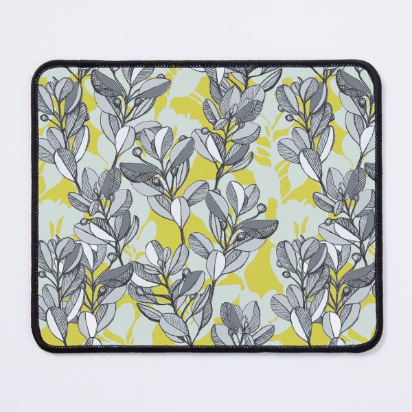 Item preview, Leaf and Berry Sketch Pattern in Mustard and Ash designed and sold by micklyn.