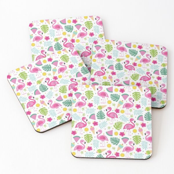 Item preview,  Flamingoes with leaves fruits and icecream | for flamingo lovers| pattern design lovers| gift for all designed and sold by Arteartz.