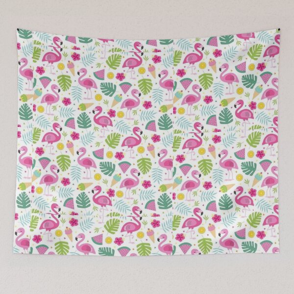 Item preview,  Flamingoes with leaves fruits and icecream | for flamingo lovers| pattern design lovers| gift for all designed and sold by Arteartz.
