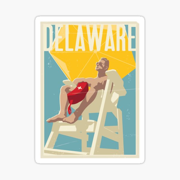 Delaware Vintage Travel Art Sticker