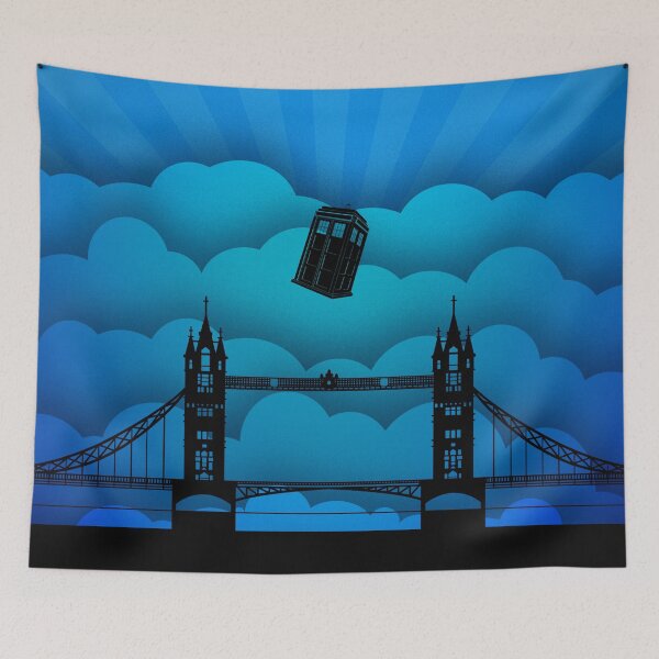 Item preview, Blue Phonebox Fly Over The Bridge designed and sold by Rayleigh.
