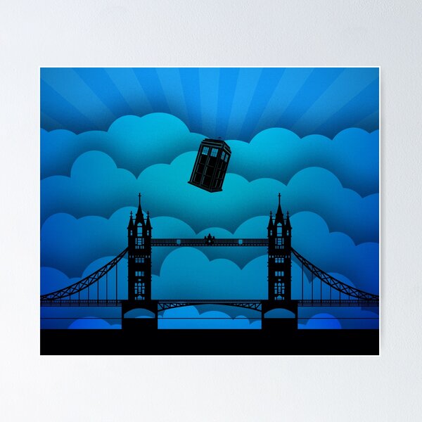 Item preview, Blue Phonebox Fly Over The Bridge designed and sold by Rayleigh.
