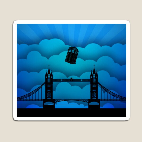 Item preview, Blue Phonebox Fly Over The Bridge designed and sold by Rayleigh.