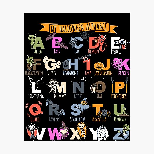 Item preview, Halloween Alphabet Kids Cute designed and sold by Nerd Shizzle.