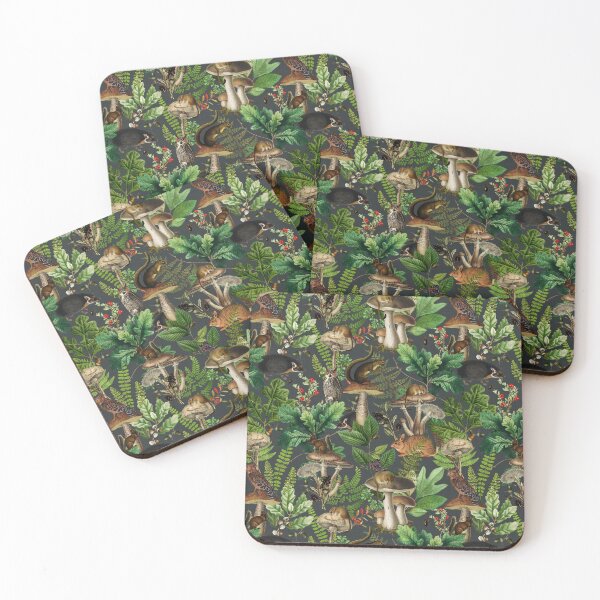 Item preview, Woodland Fairytale- Mushrooms And Wild Animals In Forest - Vintage Botanical Night Garden Pattern  Nightgarden designed and sold by UtArt.