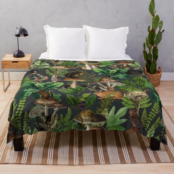 Item preview, Woodland Fairytale- Mushrooms And Wild Animals In Forest - Vintage Botanical Night Garden Pattern  Nightgarden designed and sold by UtArt.