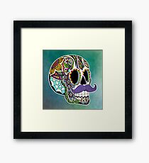 Mustache Sugar Skull (Color Version) Framed Print