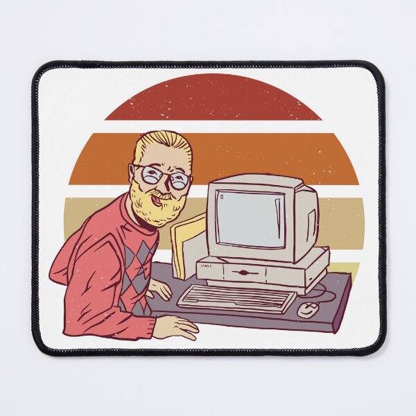 Item preview, Man sitting in front of a retro computer designed and sold by Rob-Son.