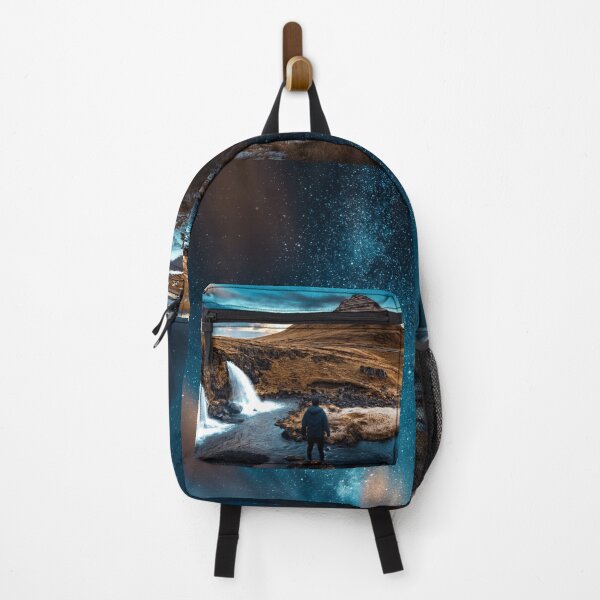 Item preview, beautiful view with valley,sunset and different colors of the sky with waterfall,the man was dazzled by the magnificence of the landscape painting designed and sold by KAONZA.