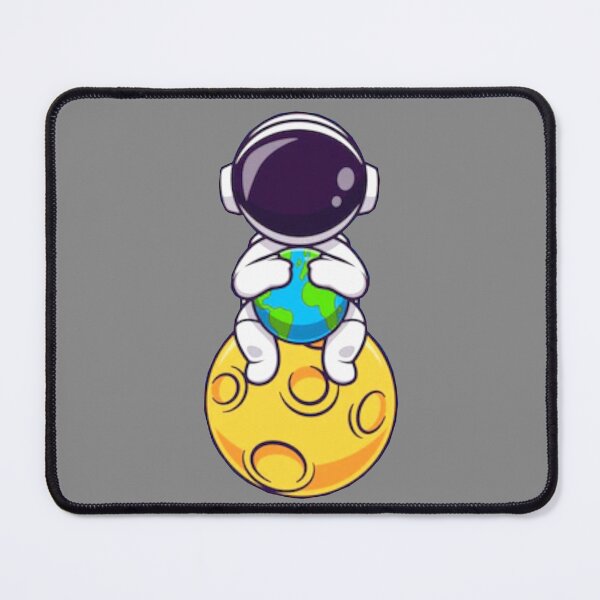 Item preview,  Cute astronaut sitting on the moon holding earth cartoon designed and sold by BEAUTY ⭐⭐⭐⭐⭐.