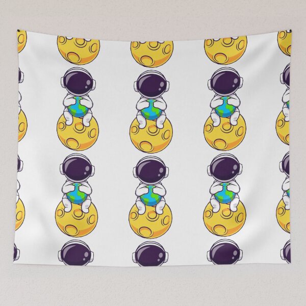 Item preview,  Cute astronaut sitting on the moon holding earth cartoon designed and sold by BEAUTY ⭐⭐⭐⭐⭐.