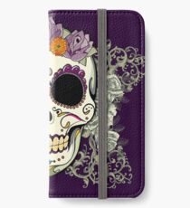 Vinilo o funda para iPhone Cráneo y flores vintage