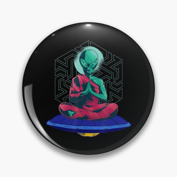 Item preview, Meditation Aliens Spaceman Invader Peace Buddhism Ufo designed and sold by dmimishinyo9r.