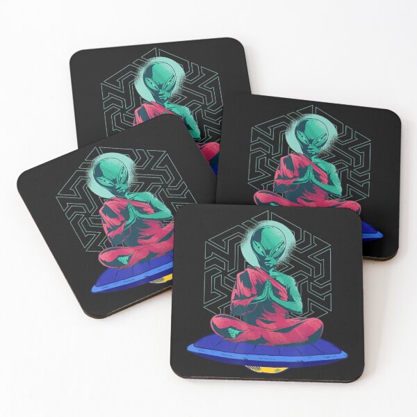 Item preview, Meditation Aliens Spaceman Invader Peace Buddhism Ufo designed and sold by dmimishinyo9r.