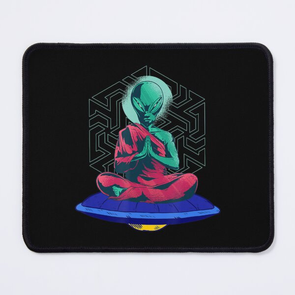 Item preview, Meditation Aliens Spaceman Invader Peace Buddhism Ufo designed and sold by dmimishinyo9r.
