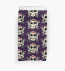 Vintage Skull and Flowers Duvet Cover