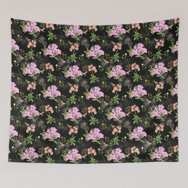 Item preview, Hummingbird hawk-moth floral, black designed and sold by Naty Design Prague.