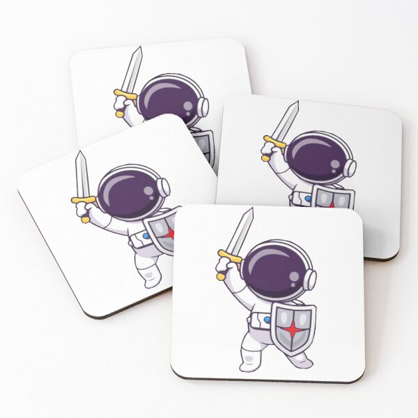 Item preview,   Cute astronaut warrior holding a shield and a sword cartoon designed and sold by BEAUTY ⭐⭐⭐⭐⭐.