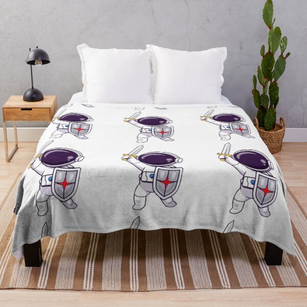Item preview, Cute astronaut warrior holding a shield and a sword cartoon designed and sold by BEAUTY ⭐⭐⭐⭐⭐.