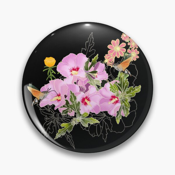 Item preview, Hummingbird hawk-moth floral, black designed and sold by Naty Design Prague.