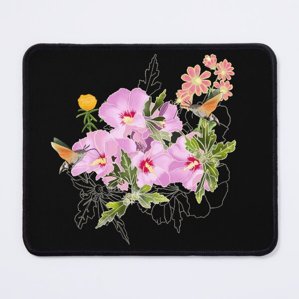 Item preview, Hummingbird hawk-moth floral, black designed and sold by Naty Design Prague.