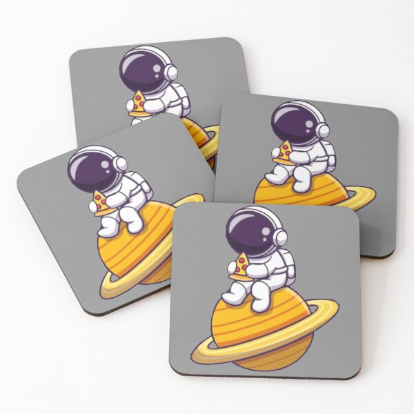 Item preview, Cute alien sitting on top of a planet eating pizza cartoon. designed and sold by BEAUTY ⭐⭐⭐⭐⭐.