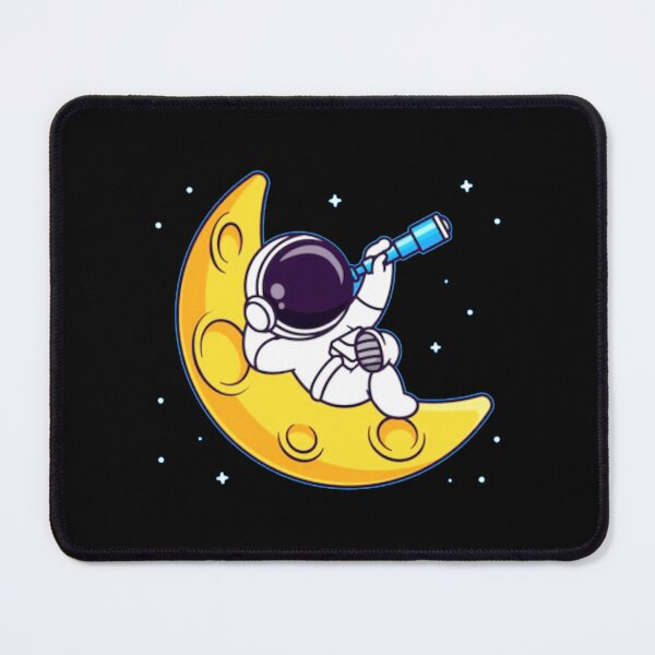 Item preview, Cute astronaut laying on the moon and looking at the stars through a telescope. designed and sold by BEAUTY ⭐⭐⭐⭐⭐.