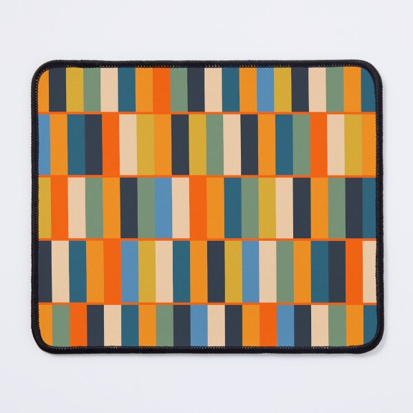Item preview, Long Blocks Retro Modern Geometric Checked Pattern Blue Mustard Orange Eucalyptus  designed and sold by kierkegaard.