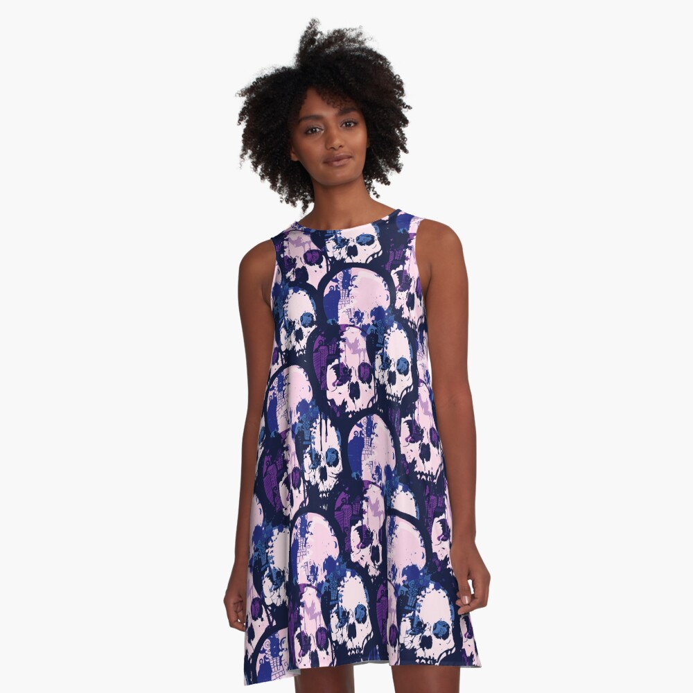 Skull City A-Line Dress