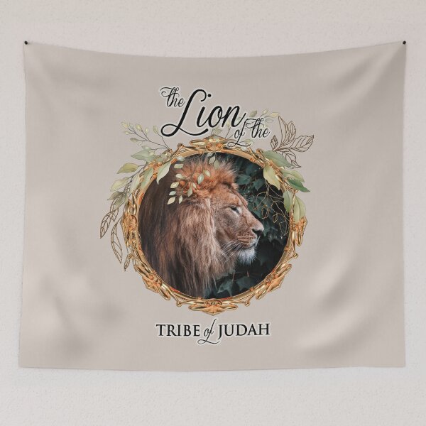 Item preview, Lion of Judah wreath on greige designed and sold by AbideApparel.