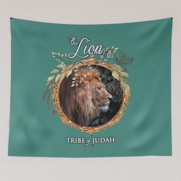 Item preview, Lion of Judah wreath on sea green designed and sold by AbideApparel.