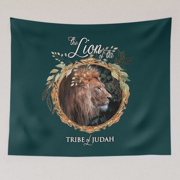 Item preview, Lion of Judah wreath on bottle green designed and sold by AbideApparel.