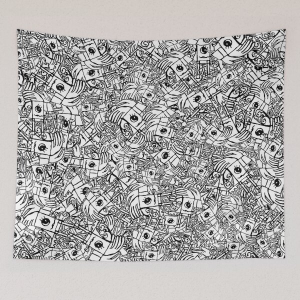 Item preview, Weird cute fantasy monsters motif pattern designed and sold by DFLC Prints.