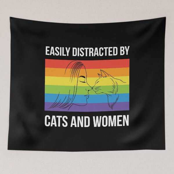 Item preview, Easily Distracted By Cats And Women Lesbian Pride Parades designed and sold by haselshirt.